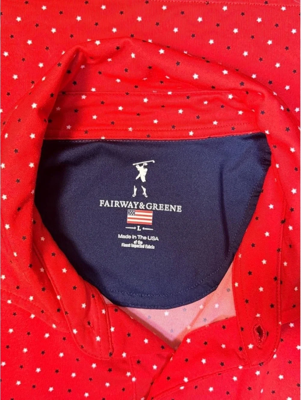 Fairway & Greene Stars Aligned Golf Polo XL Red Made USA Rose Logo